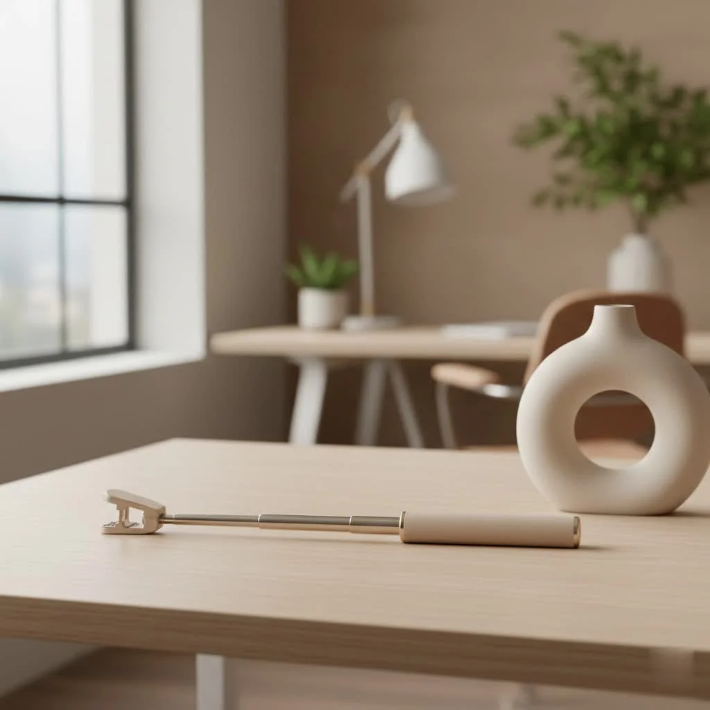 Person using a selfie stick to capture a scenic view