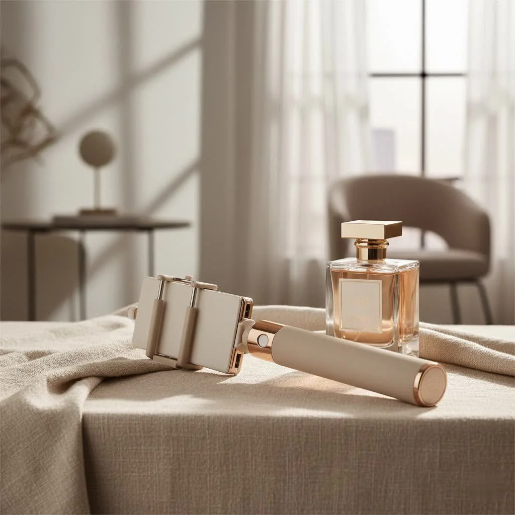 Person taking a selfie with an extended selfie stick