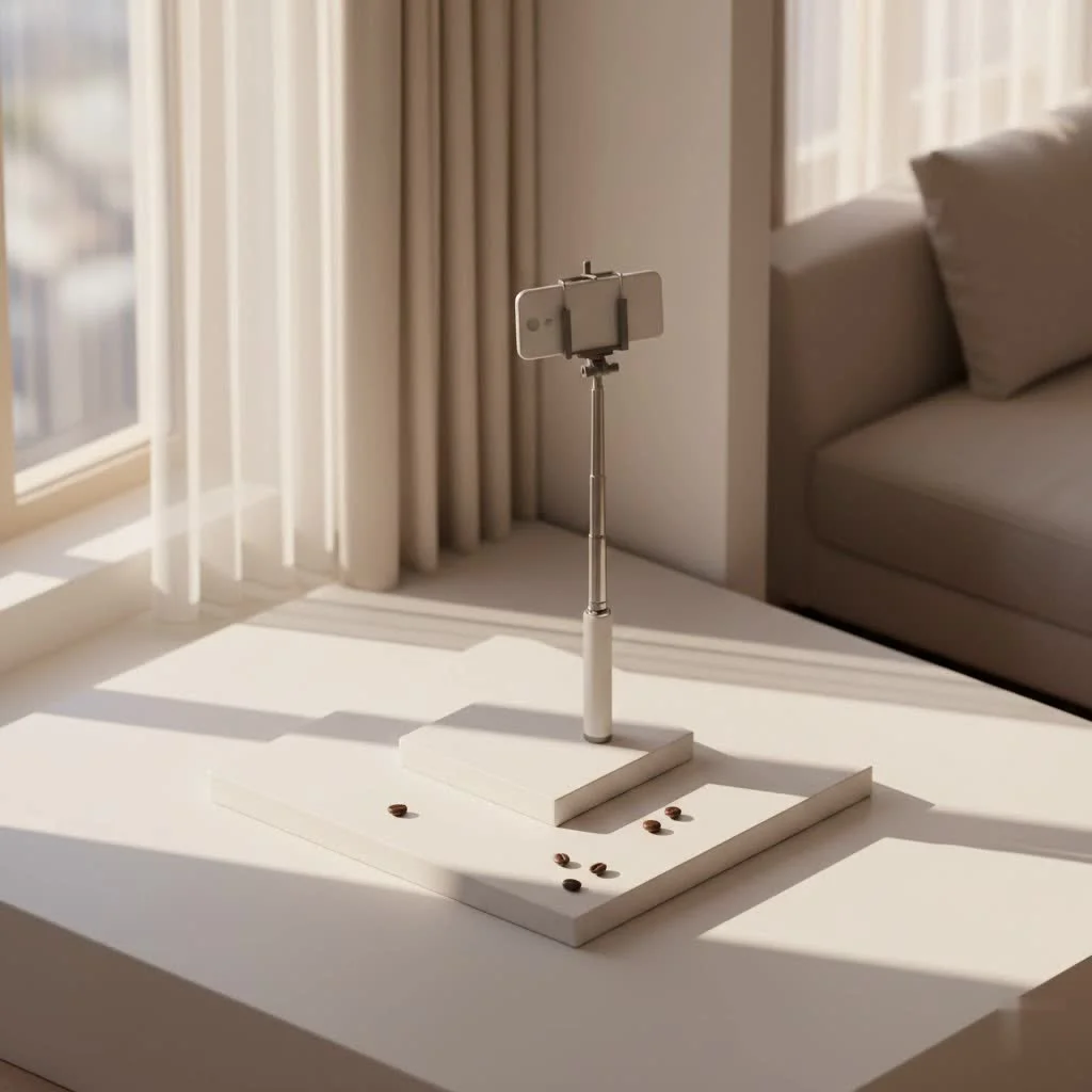 Insta360 Extended Selfie Stick fully extended with a camera